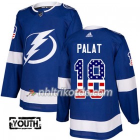 Tampa Bay Lightning Trikot Ondrej Palat 18 Adidas 2017-2018 Blau USA Flag Fashion Authentic - Kinder